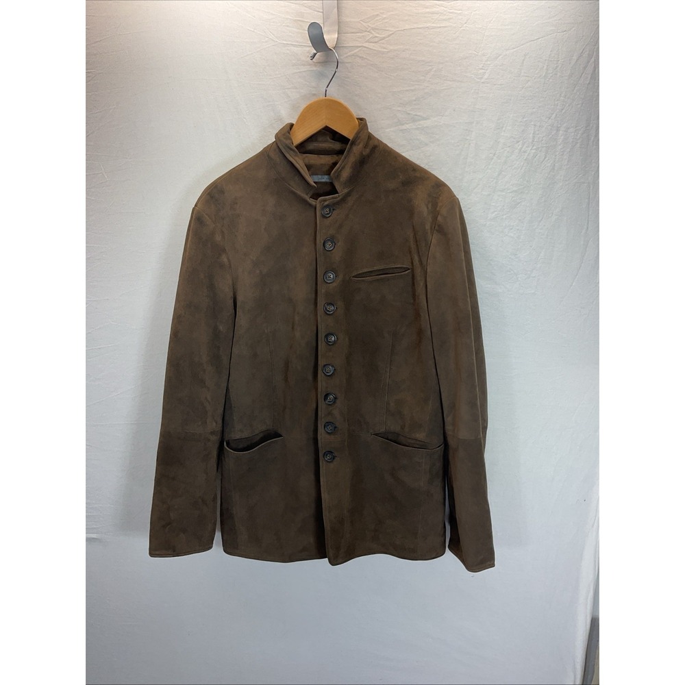 $2198 John Varvatos Woodward Brown Goat Suede Multi-Button Jacket Coat EU52 US42